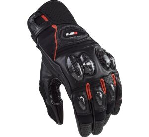 LS2 SPARK 2 LEATHER MAN GLOVES BLACK RED M