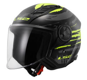 LS2 OF616 AIRFLOW II BRUSH BLACK H-V YELLOW-06 L