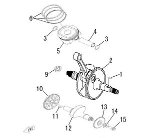 CRANKSHAFT COMP（NEW MODEL）
MATCH WITH LEFT SIDE COVER（NEW MODEL）,LEFT CRANKCASE COVER（NEW MODEL）
