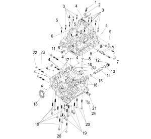 Upper and lower crankcase sub-assembly