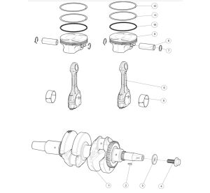 Crankshaft rod and piston AT10