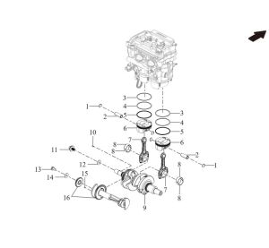 Crankshaft rod and piston AT10