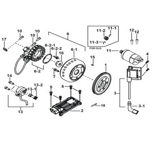 MOTOR STARTING、FLYWHEEL MAGNETO、ECU