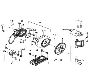 MOTOR STARTING、FLYWHEEL MAGNETO、ECU
