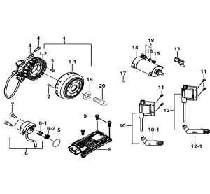 MOTOR STARTING、FLYWHEEL MAGNETO、ECU