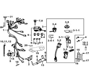 WIRING HARNESS、LOCK ASSY.
