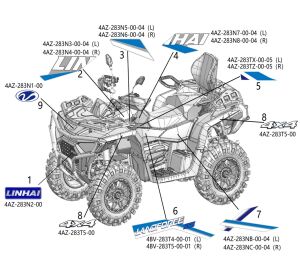 DECALS (LINHAI) (BLACK、GRAY INJECTION FENDERS)