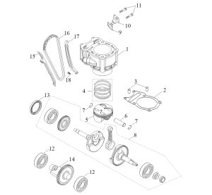 CYLINDER, PISTON, CRANKSHAFT