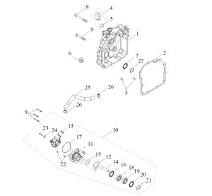 R.CRANKCASE, WATER PUMP