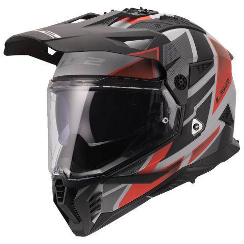 LS2 MX702 PIONEER II BLOCK GREY RED-06 XXL