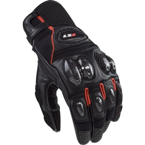 LS2 SPARK 2 LEATHER MAN GLOVES BLACK RED M