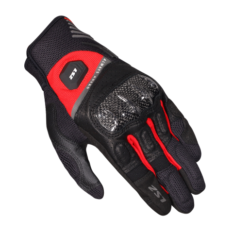 LS2 ATOM MAN GLOVES BLACK RED 3XL