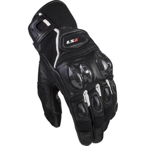 LS2 SPARK 2 LEATHER MAN GLOVES BLACK WHITE L