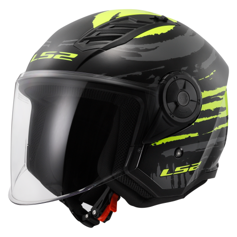 LS2 OF616 AIRFLOW II BRUSH BLACK H-V YELLOW-06 XS