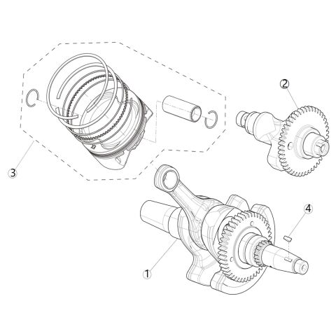 CRANKSHAFT CONNECTING ROD AND PISTON.