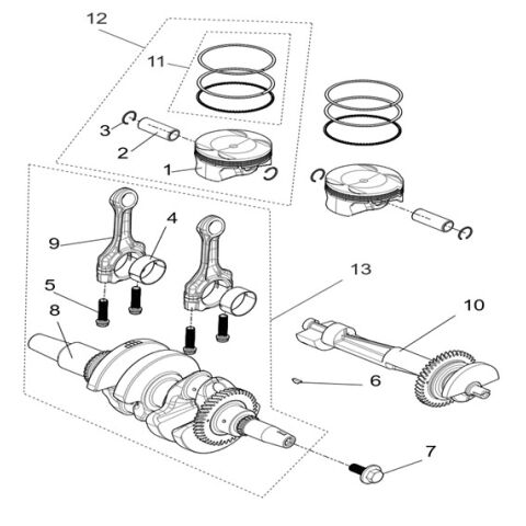 Crankshaft connection rod&piston assembly.