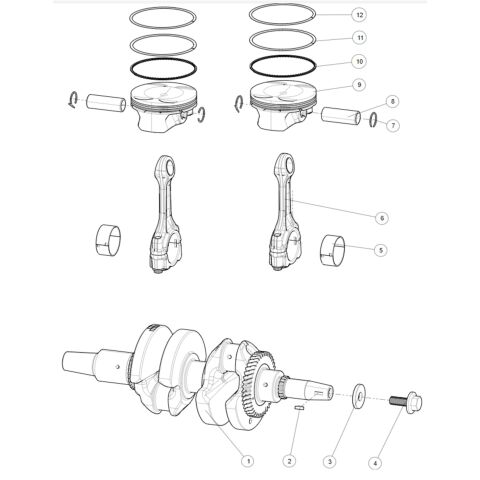 Crankshaft rod and piston AT10