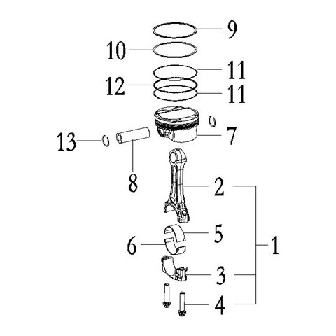 PISTON AND CONNECTING ROD