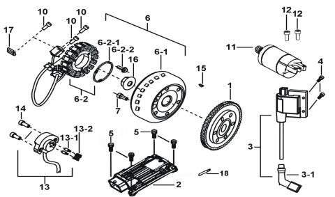 MOTOR STARTING、FLYWHEEL MAGNETO、ECU