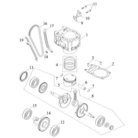 PISTON, CRANKSHAFT, CYLINDER