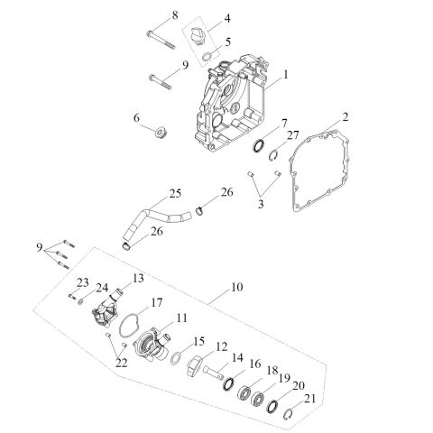 R.CRANKCASE, WATER PUMP