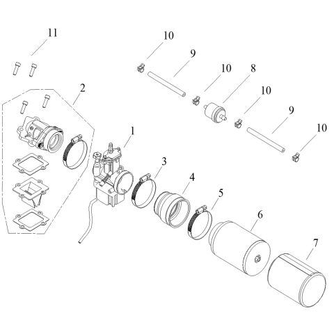 Air Cleaner, Reed Valve, Carburetor